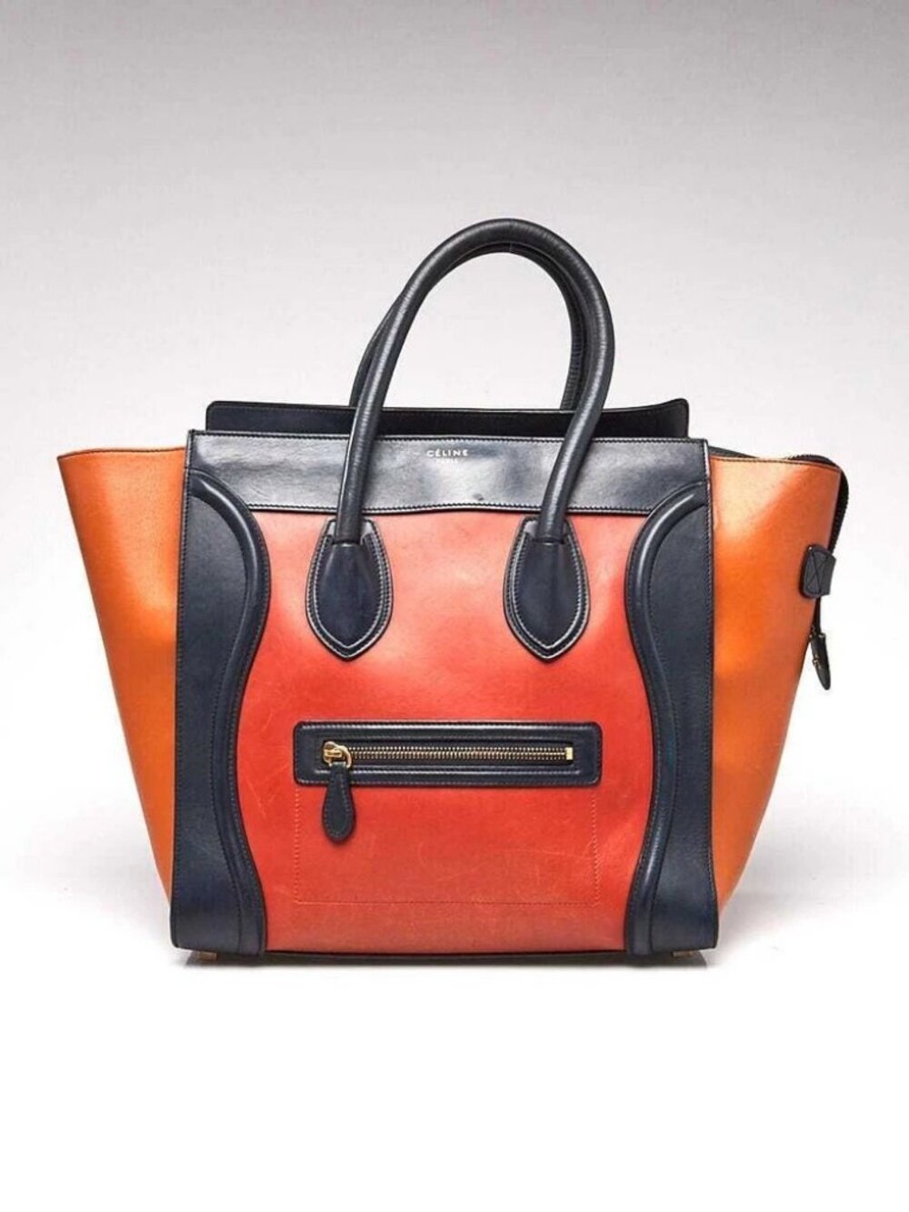 Celine Tri-Color Calfskin Leather Mini Luggage Tote Bag